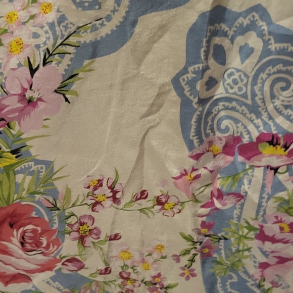 Johnny Was Effortless Striped Puff-Sleeve Peasant Blouse Floral Size Large - Picture 7 of 9